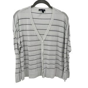 Eileen Fisher Black/White Stripe Lightweight Cardigan Womens Size Small